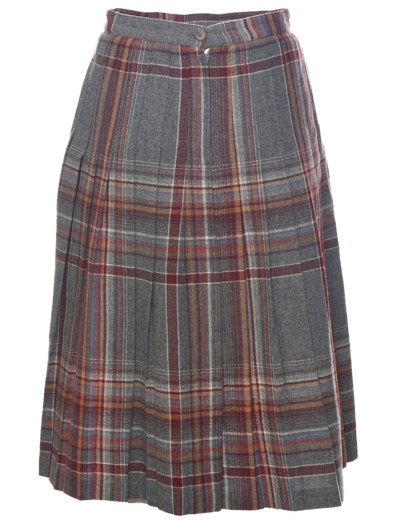Checked Pleated Skirt - S