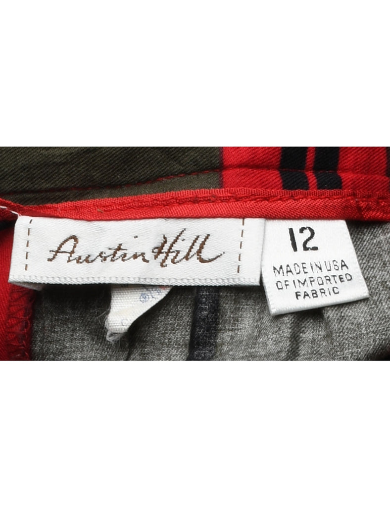 Checked Pleated Skirt - M