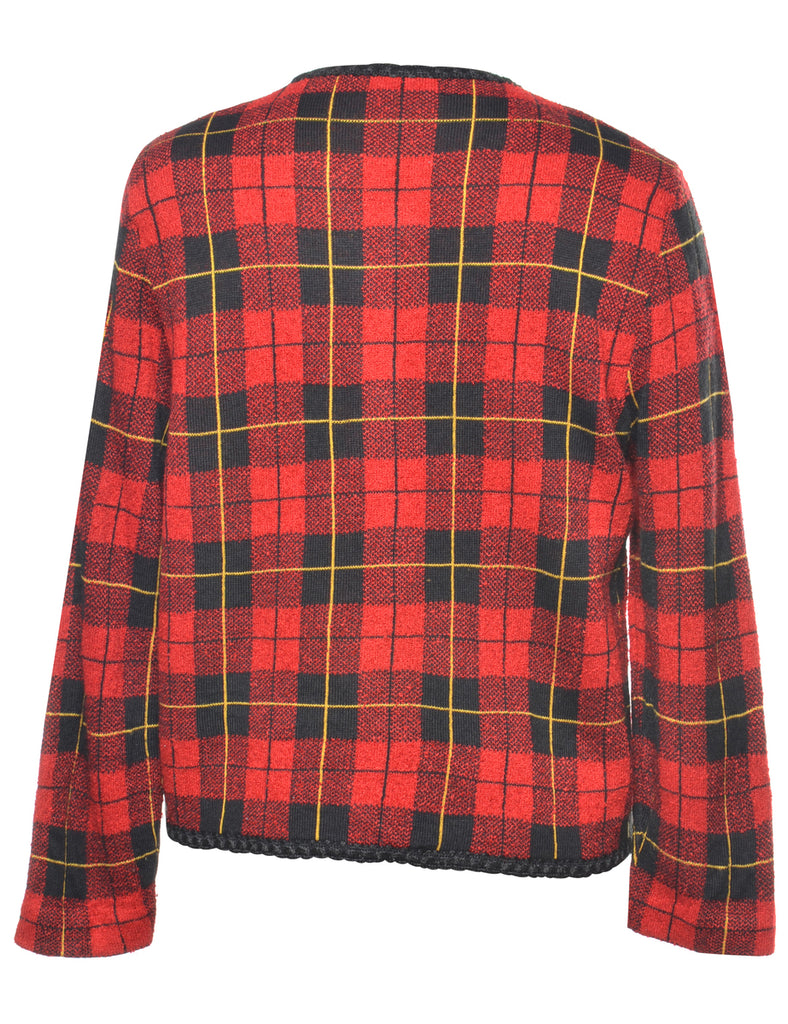 Checked Red Cardigan - M