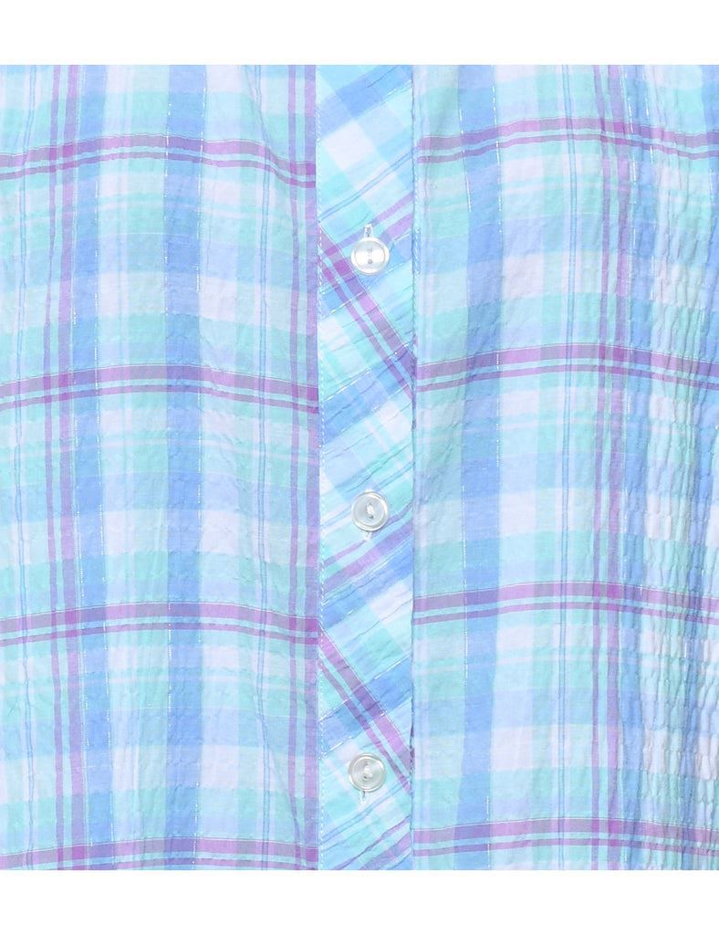 Checked Roll-up Tab Sleeves Shirt - XL