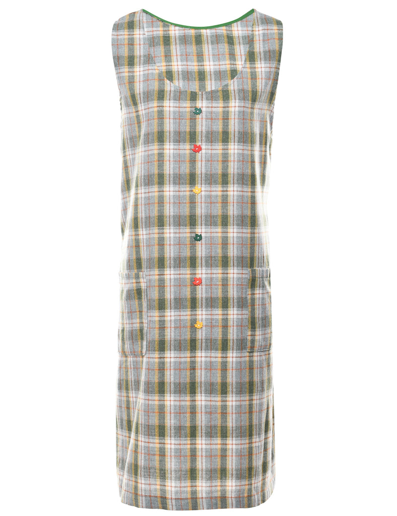 Checked Shift Dress - L