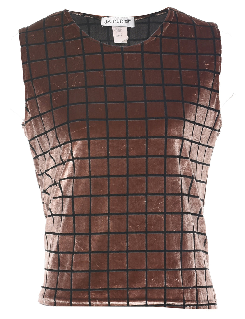Checked Velvet Evening Top - M