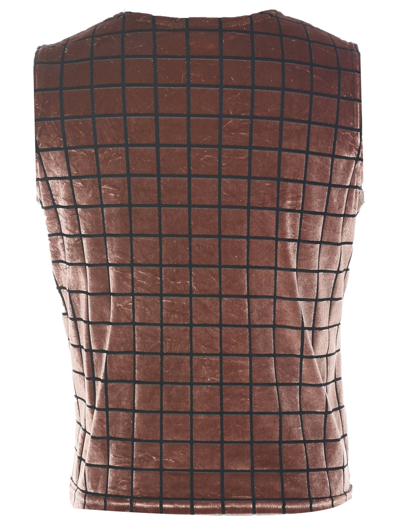 Checked Velvet Evening Top - M
