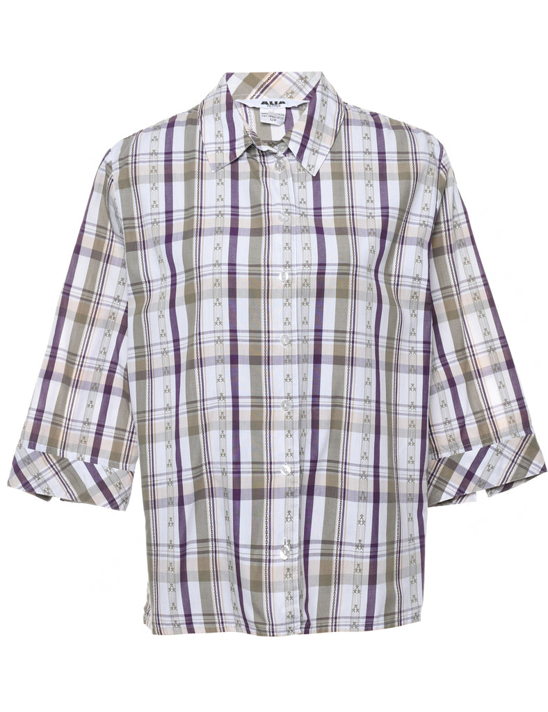Checked White Shirt - L