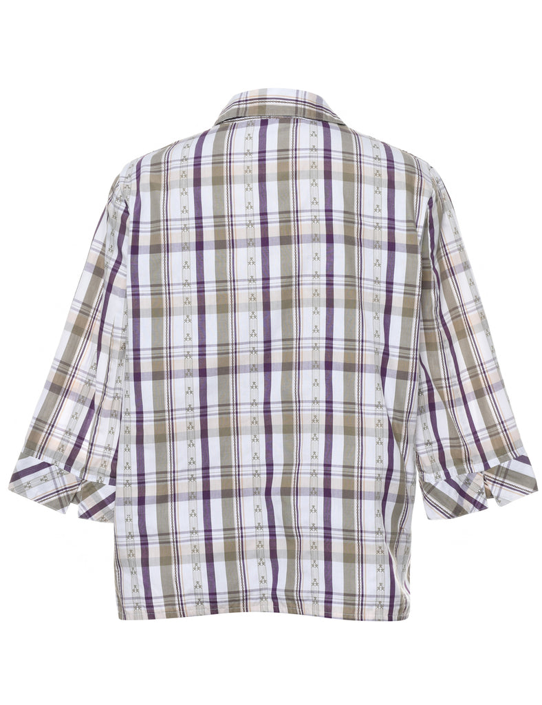 Checked White Shirt - L