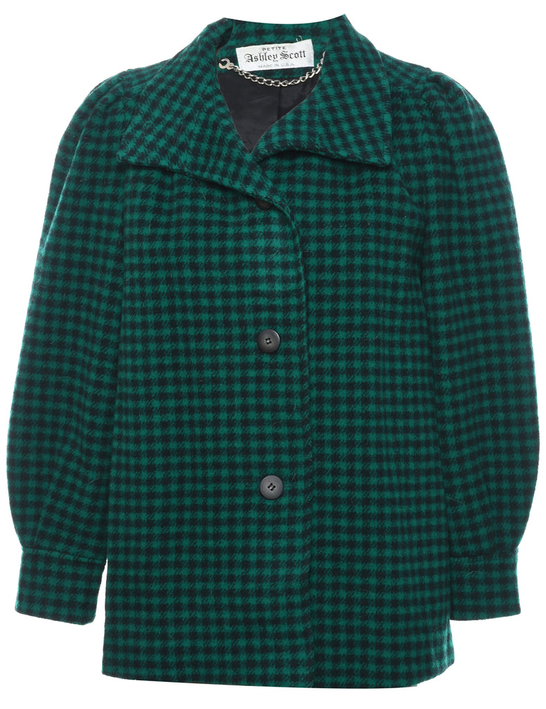 Checked Wool Coat - M