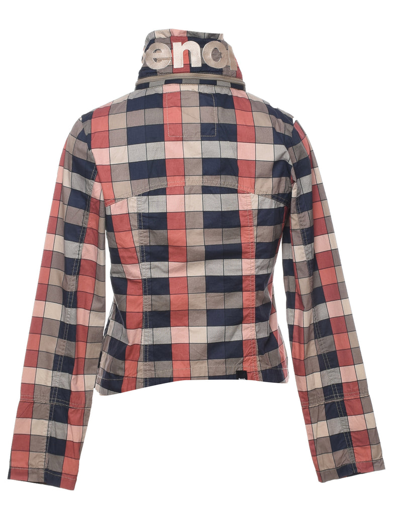 Checked Zip Front Jacket - M