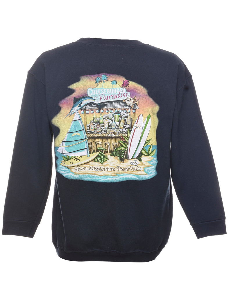 Cheeseburger In Paradise Printed Sweatshirt - M