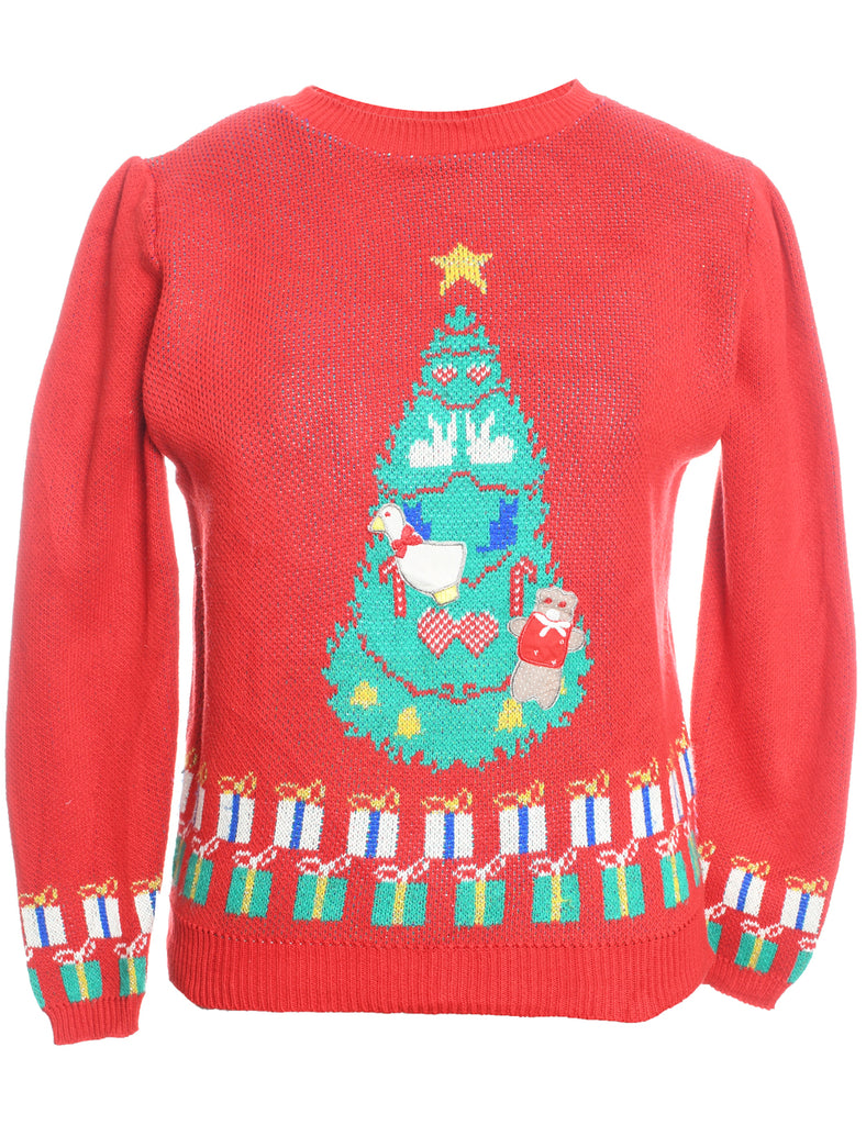 Christmas Tree Print Cardigan - L