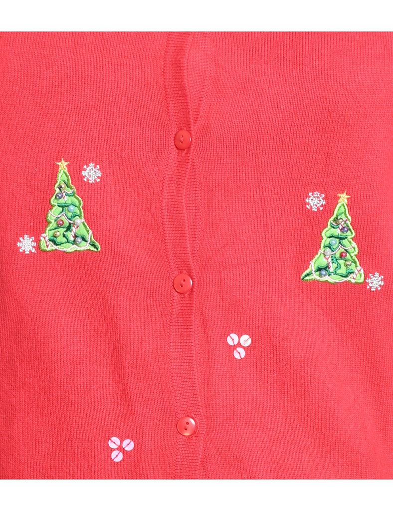 Christmas Tree Print Cardigan - M