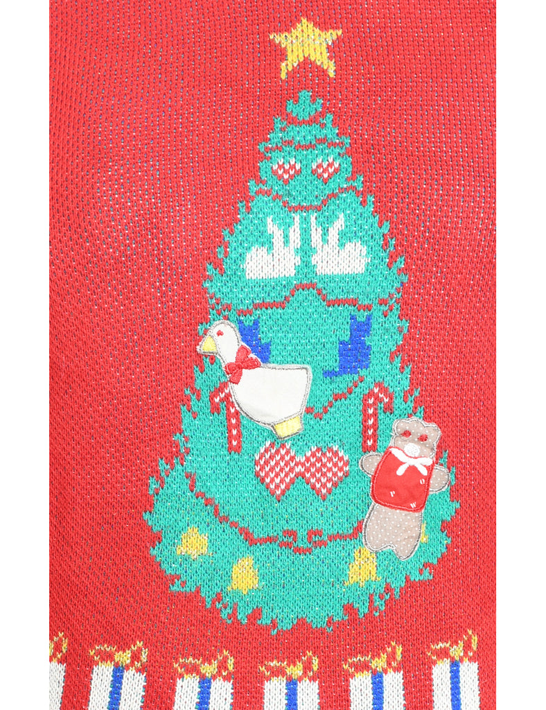 Christmas Tree Print Cardigan - L