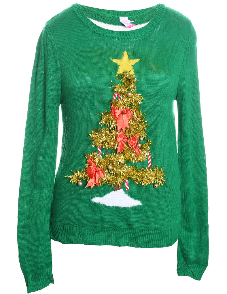 Christmas Tree Print Jumper - L