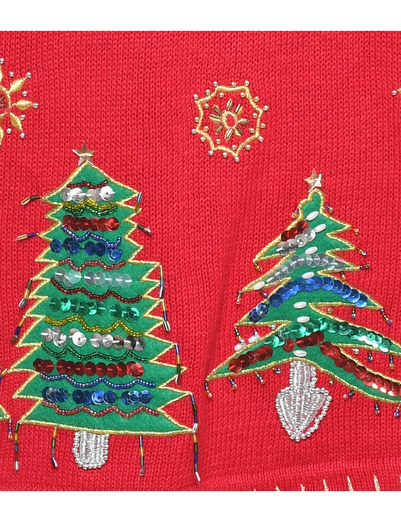 Christmas Tree Print Jumper - L