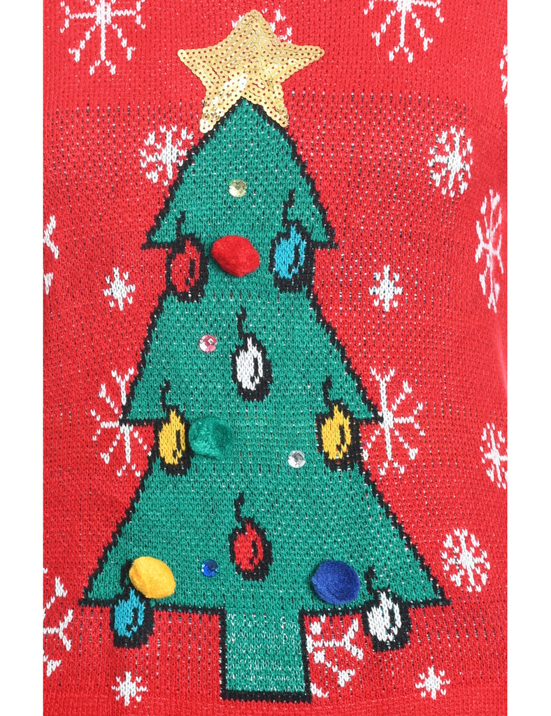 Christmas Tree Print Jumper - M