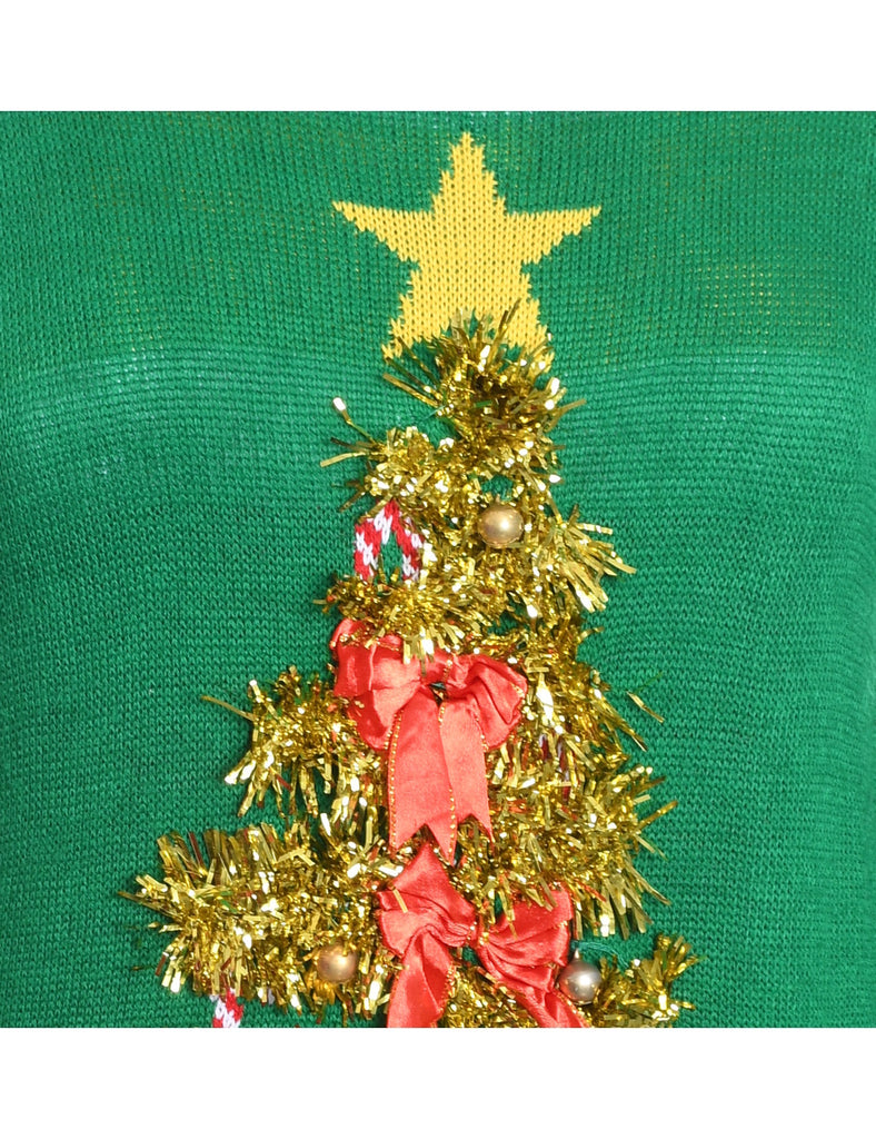 Christmas Tree Print Jumper - L