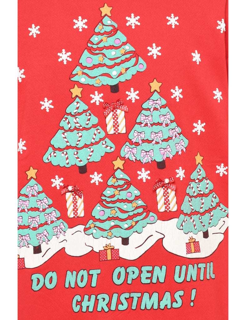 Christmas Tree Print Sweatshirt - L