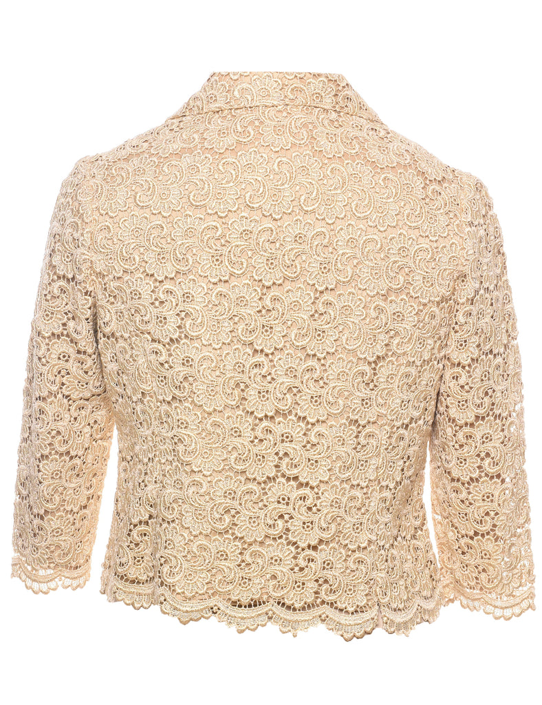 Classic Beige Lace Evening Jacket - M