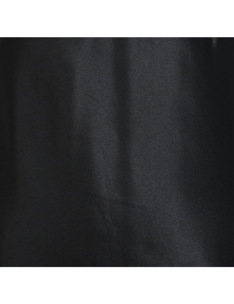 Classic Black Shiny Slip Dress - M