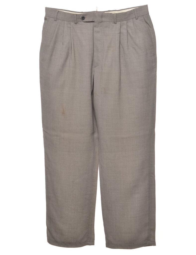 Classic Grey Pleated Trousers - W35 L30