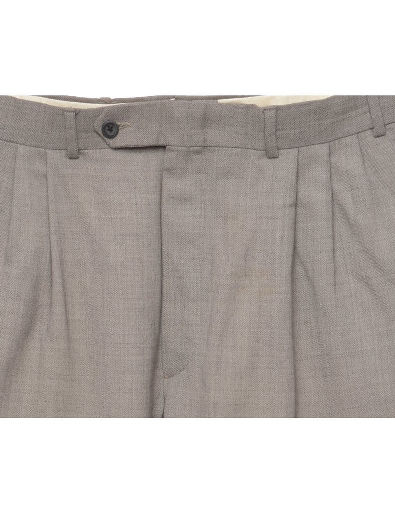 Classic Grey Pleated Trousers - W35 L30