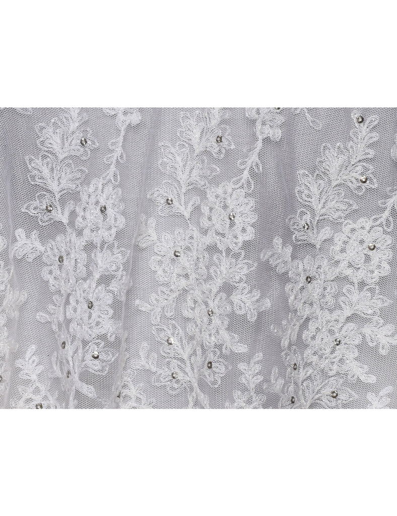 Classic Off-White Lace Embellished Waistcoat - S