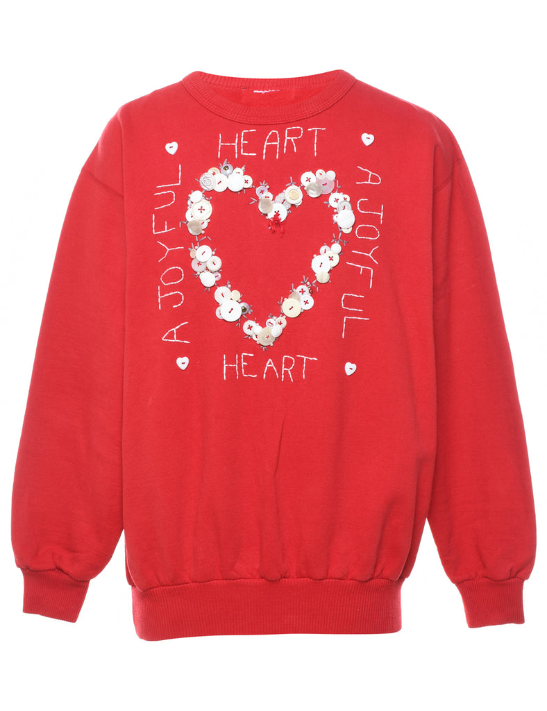 Classic Red Heart Design Sweatshirt - L