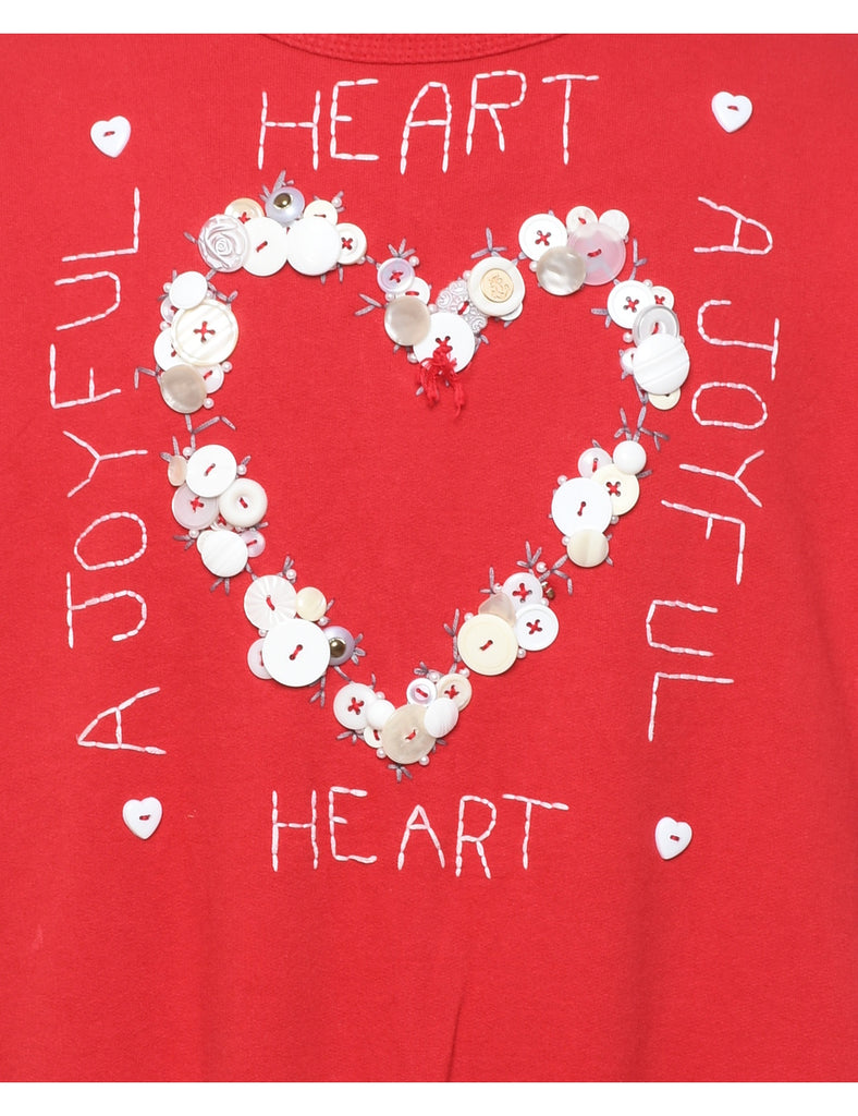 Classic Red Heart Design Sweatshirt - L