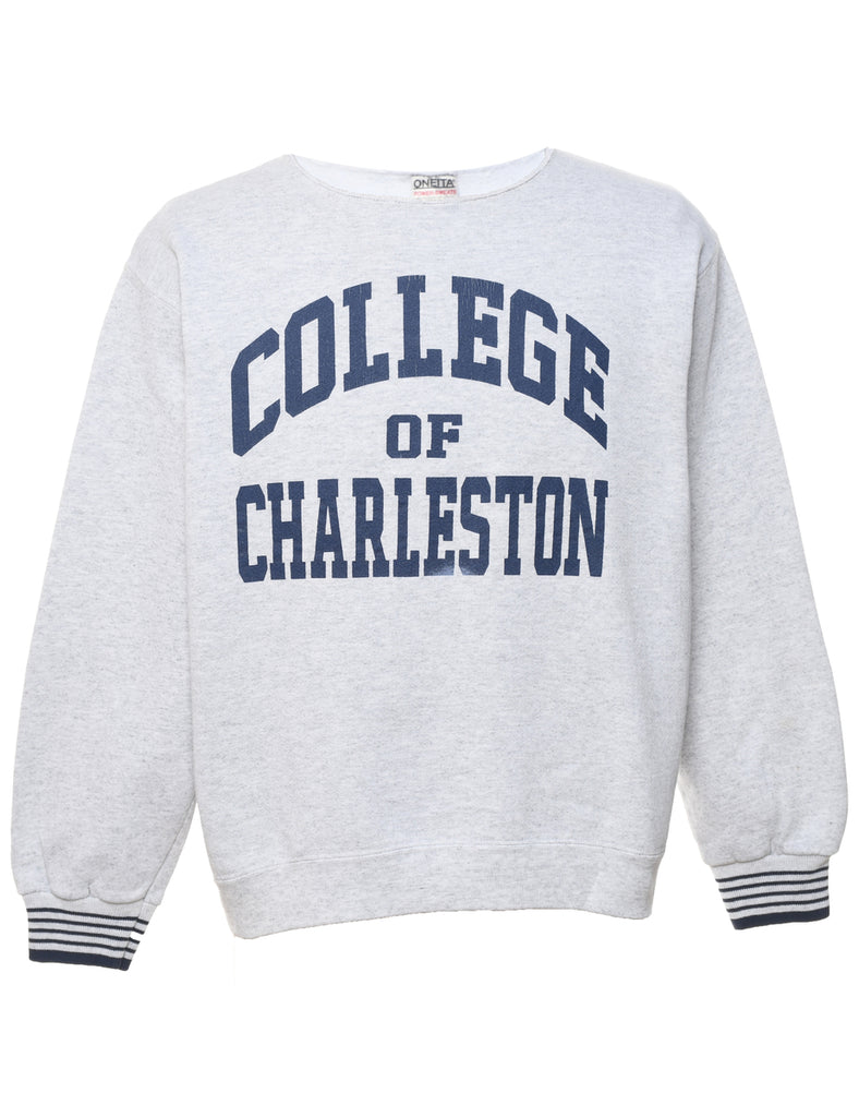 College Of Charleston Navy & Light Grey Printed Sweatshirt - L