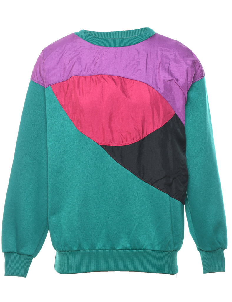 Colour Block 1980s Multi-Colour Sweatshirt - M