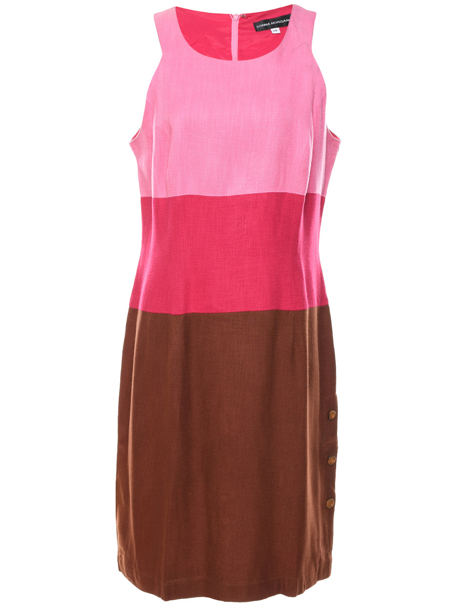 Women's Colour Block Brown & Pink Contrast Dress Brown, M | Beyond Retro Women's Colour Block Brown & Pink Contrast Dress Brown, M | Beyond Retro