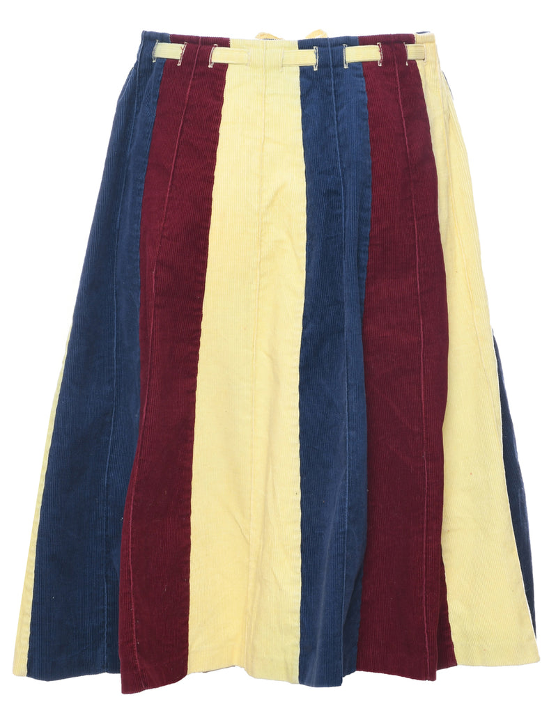 Corduroy Multi-colour Midi Skirt - M