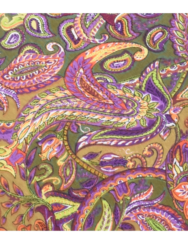 Cowl Neck Paisley Pattern Bodycon Dress - S