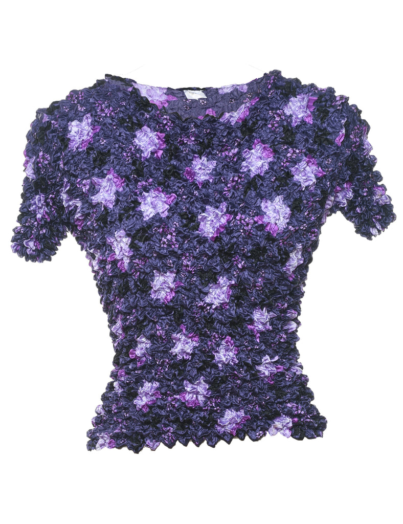 Crinkle Floral Print Top - S