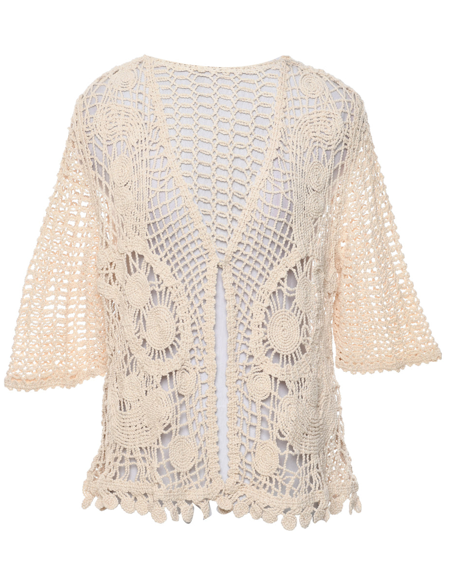 Crochet Beige Cardigan XL