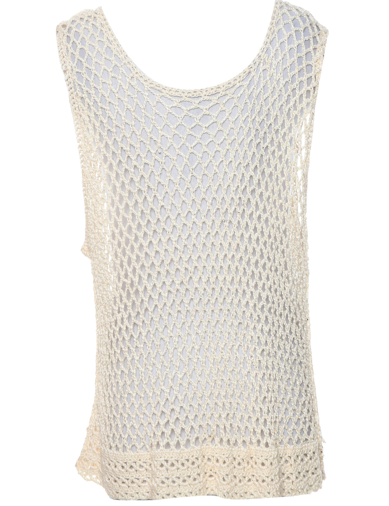 Crochet Off White Jumper - XL