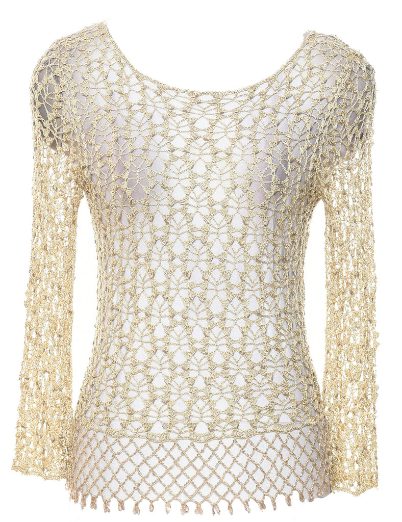 Crochet Y2K Beaded Top - M
