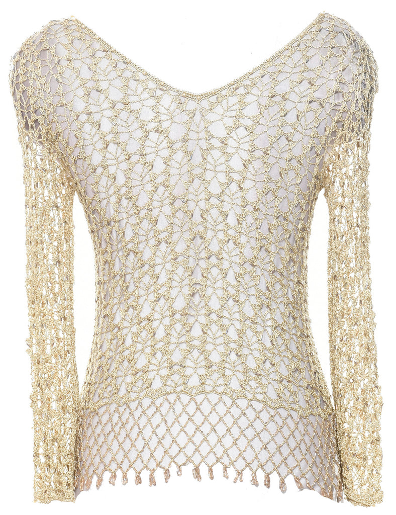 Crochet Y2K Beaded Top - M