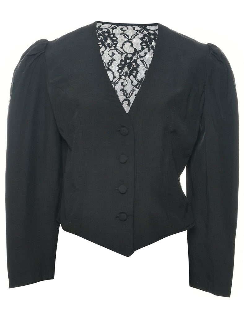 Cropped Black Evening Jacket - M