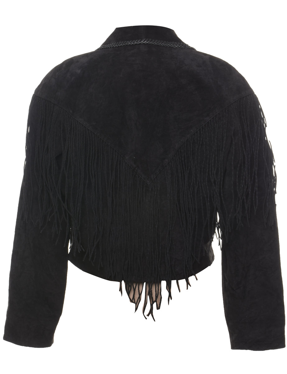 Black cropped suede jacket hot sale