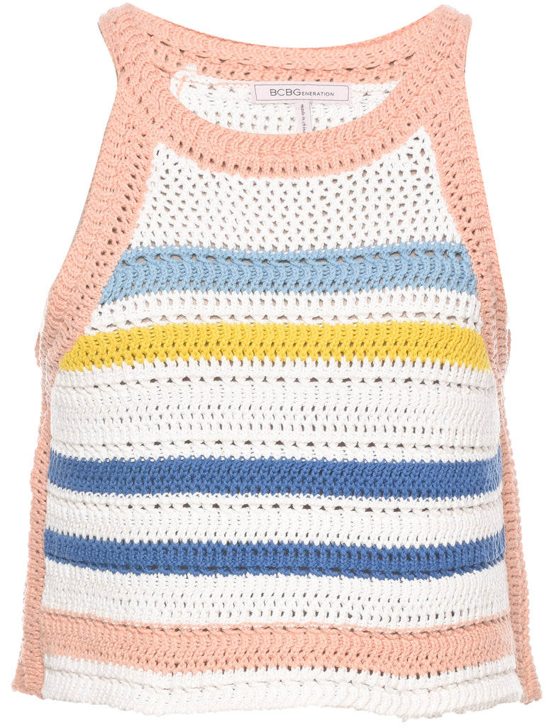 Cropped Crochet Vest - M