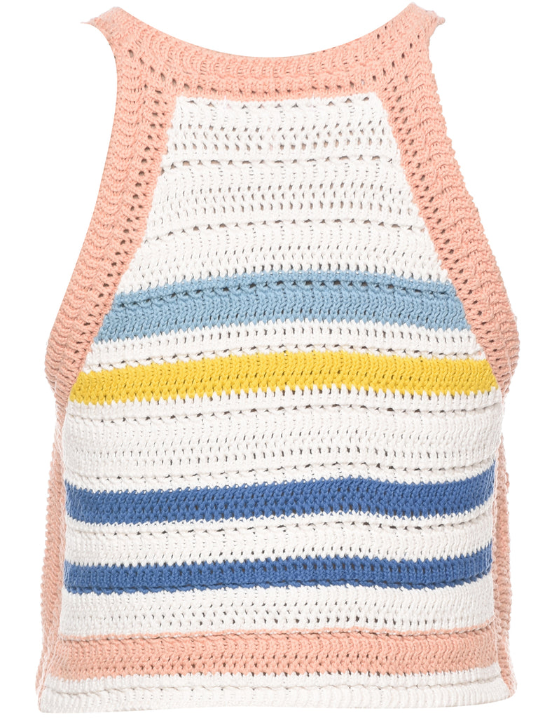 Cropped Crochet Vest - M