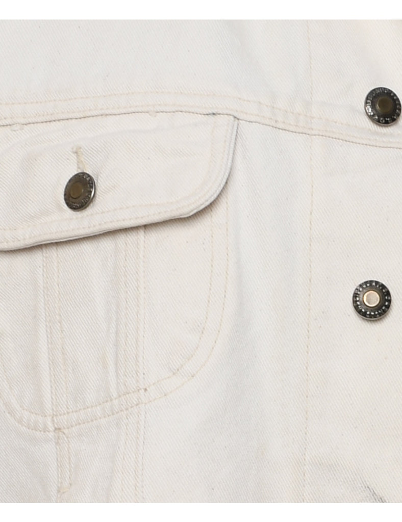 Cropped Frayed Hem Denim Jacket - XL