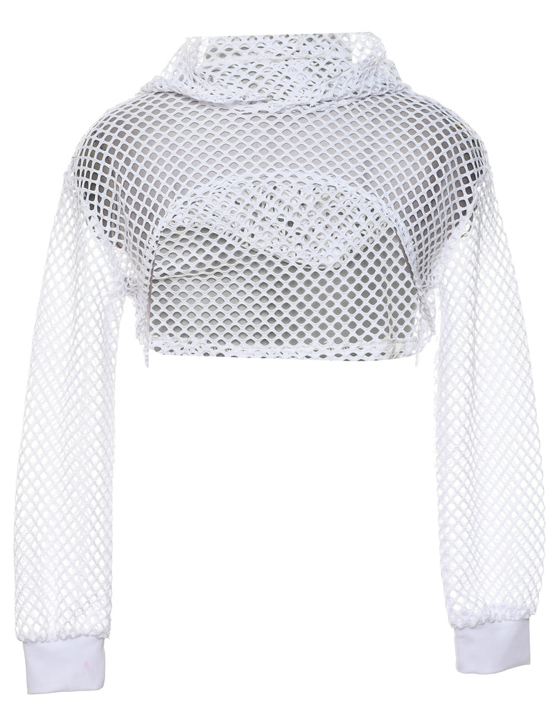 Cropped Hooded Mesh Jacket - L