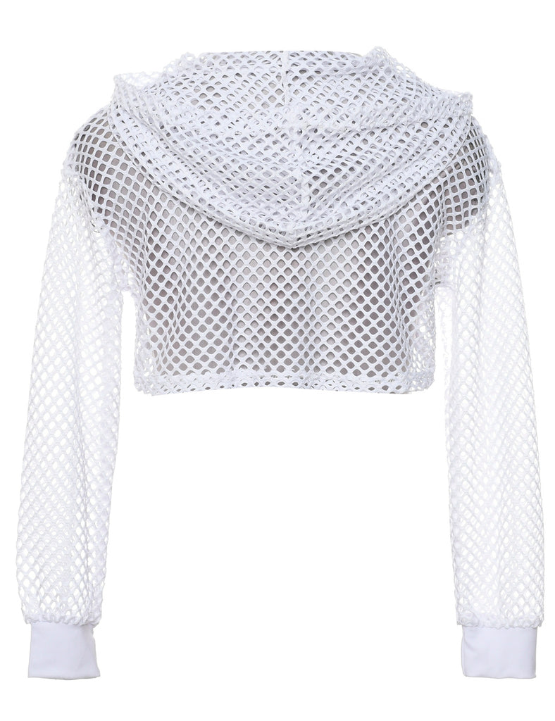 Cropped Hooded Mesh Jacket - L