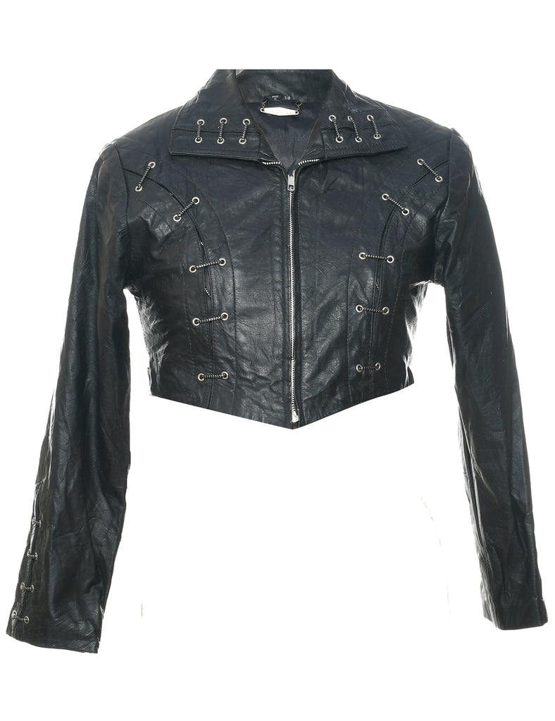 Cropped Leather Jacket - S