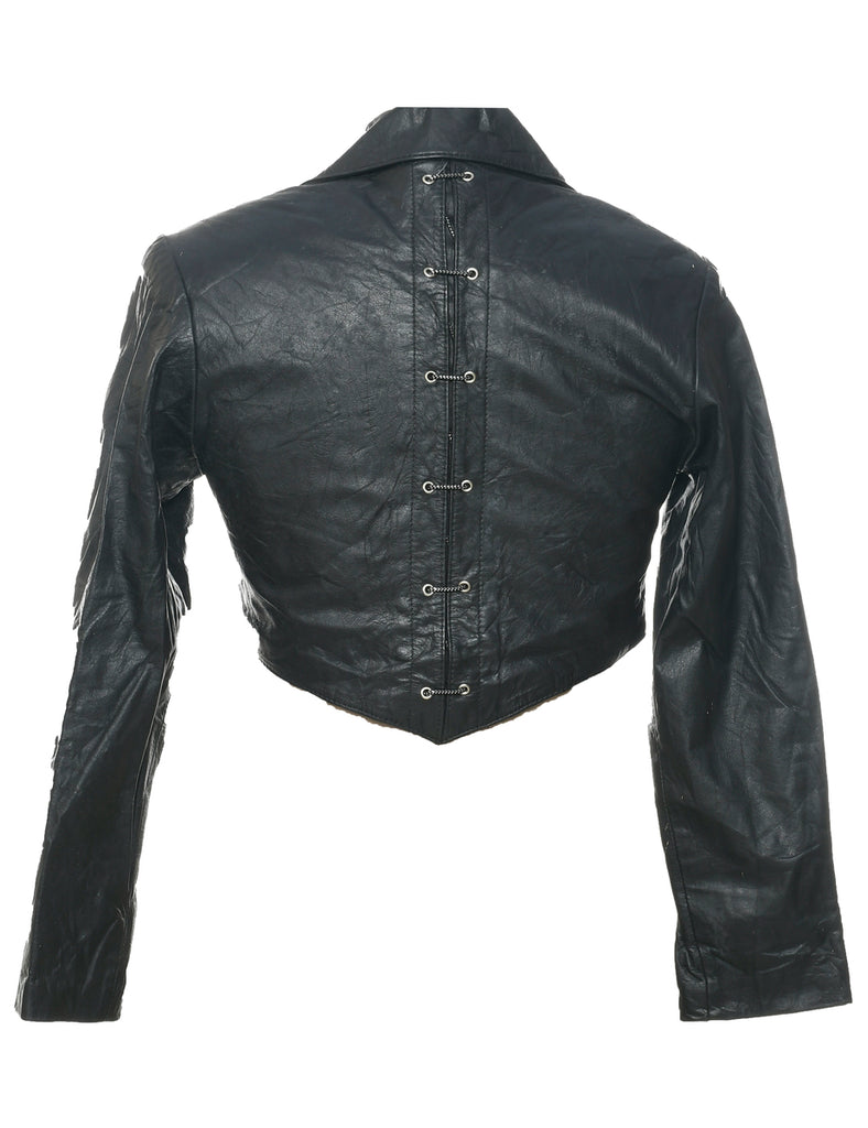 Cropped Leather Jacket - S