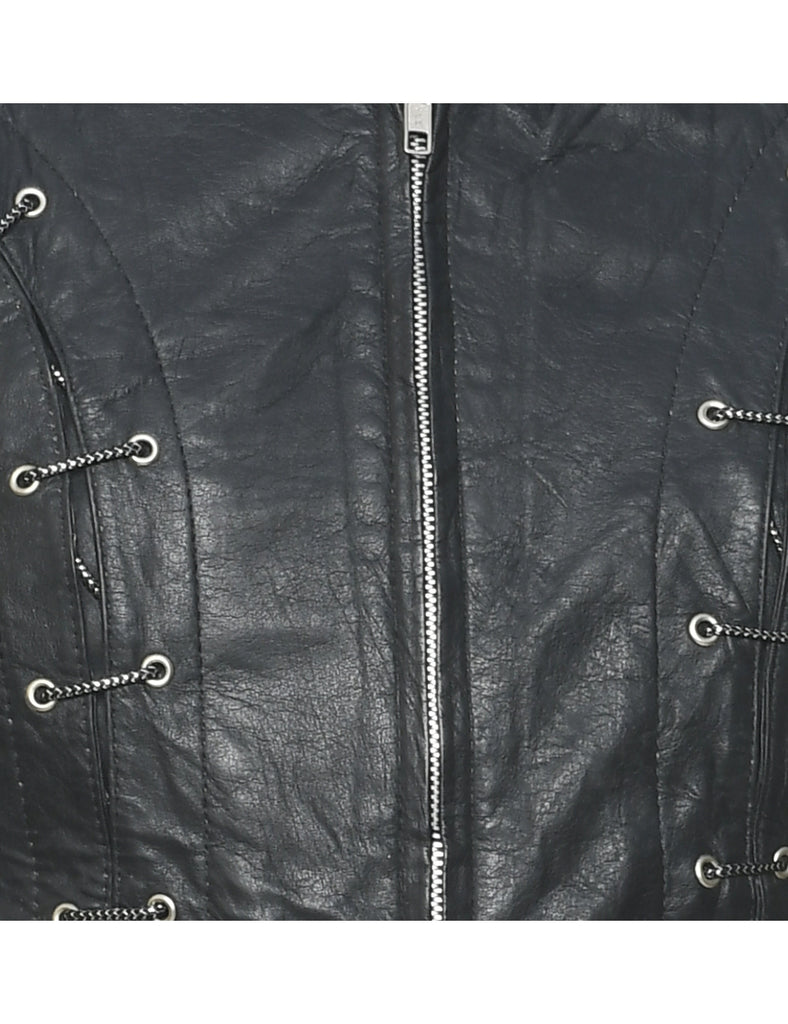 Cropped Leather Jacket - S