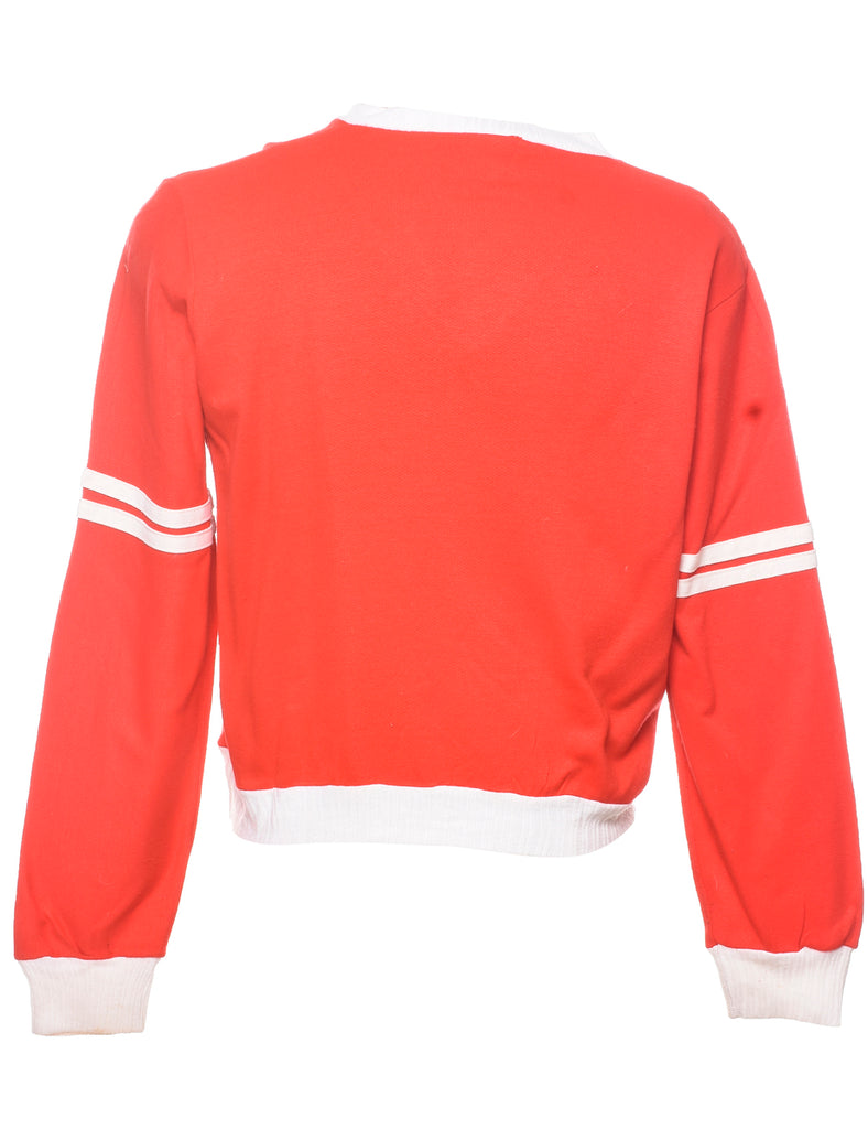 Cropped Plain Red & White Contrast Sweatshirt - L