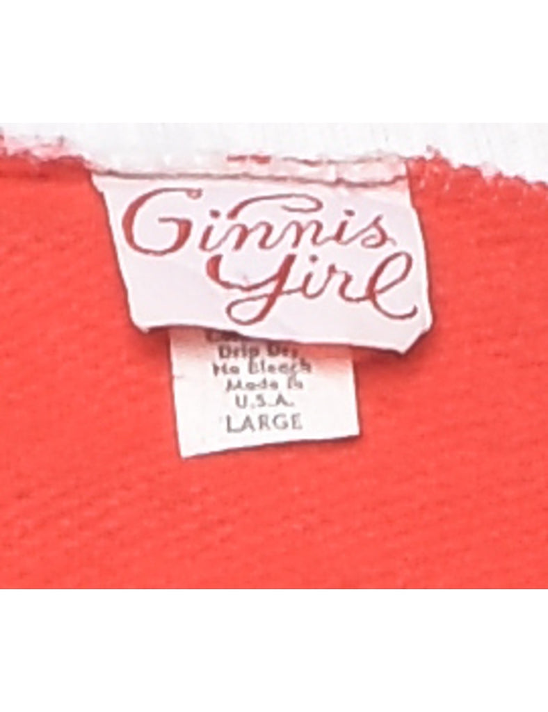 Cropped Plain Red & White Contrast Sweatshirt - L