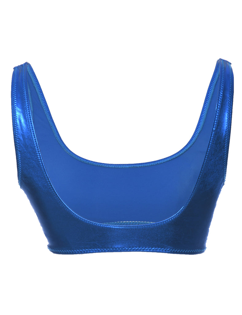 Cropped Shiny Blue Bralet - XS